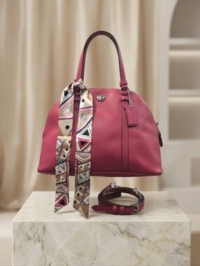 Coach Peyton Leather Cora Domed Satchel